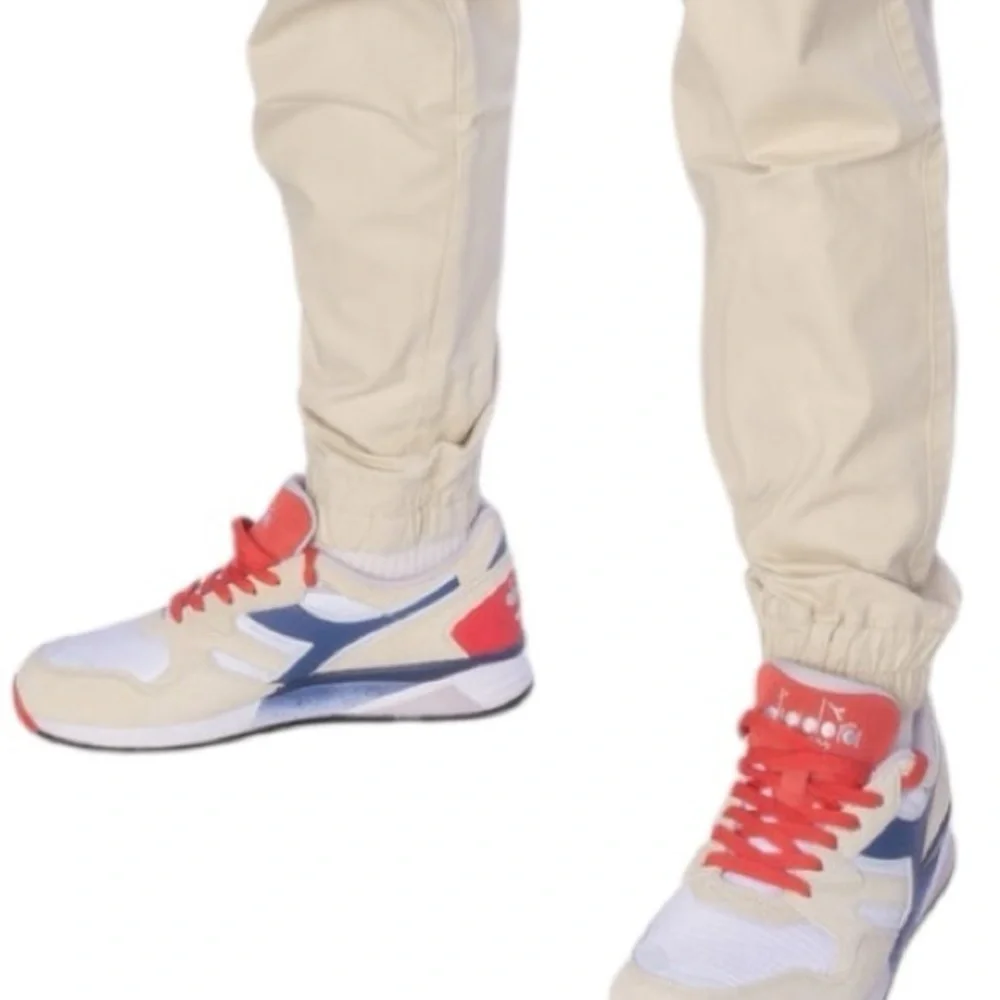 Champion Elastic Cuff Tan Jogger Pants Size Large Drawstring Waist 100% Cotton